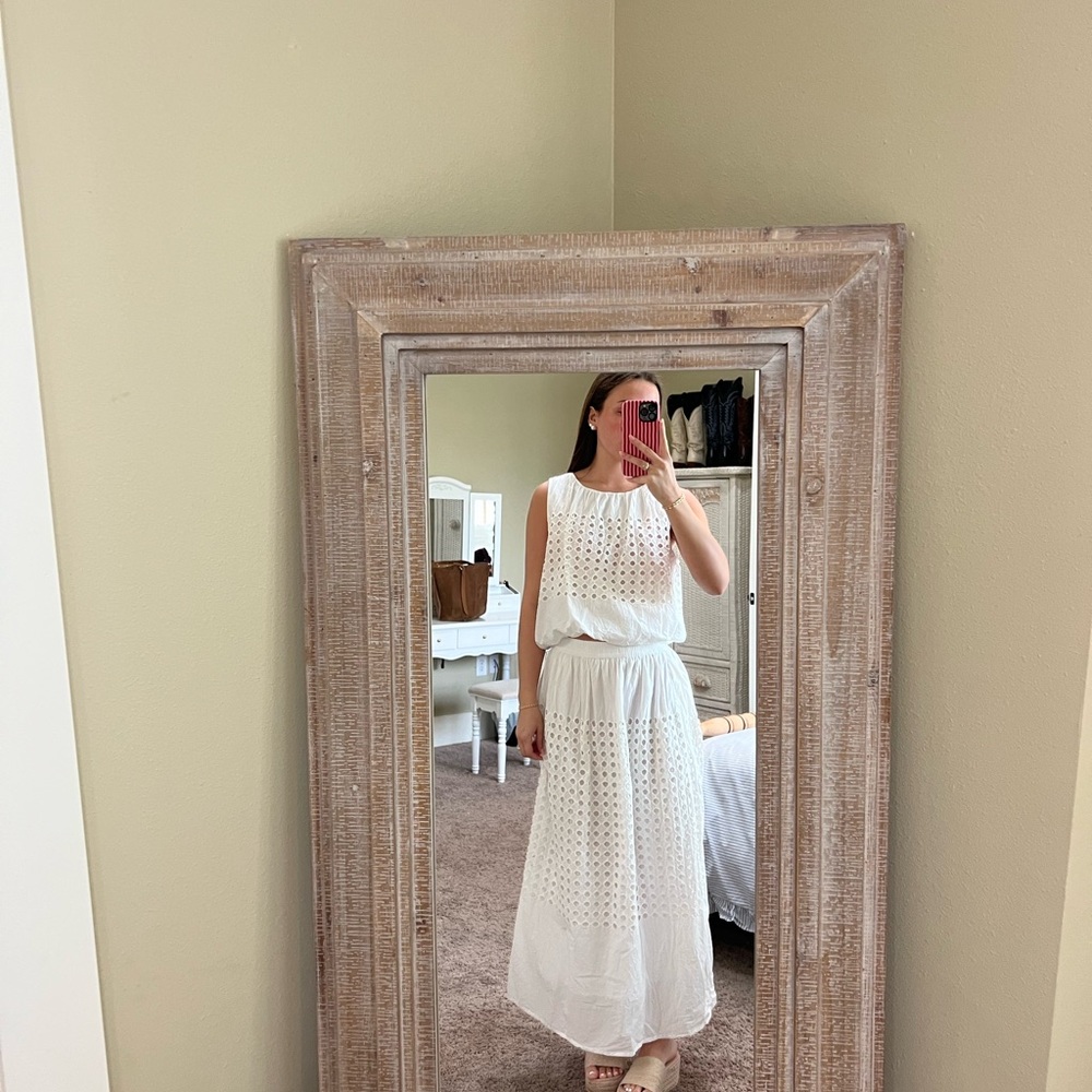 White Eyelet Maxi Skirt and Top Set